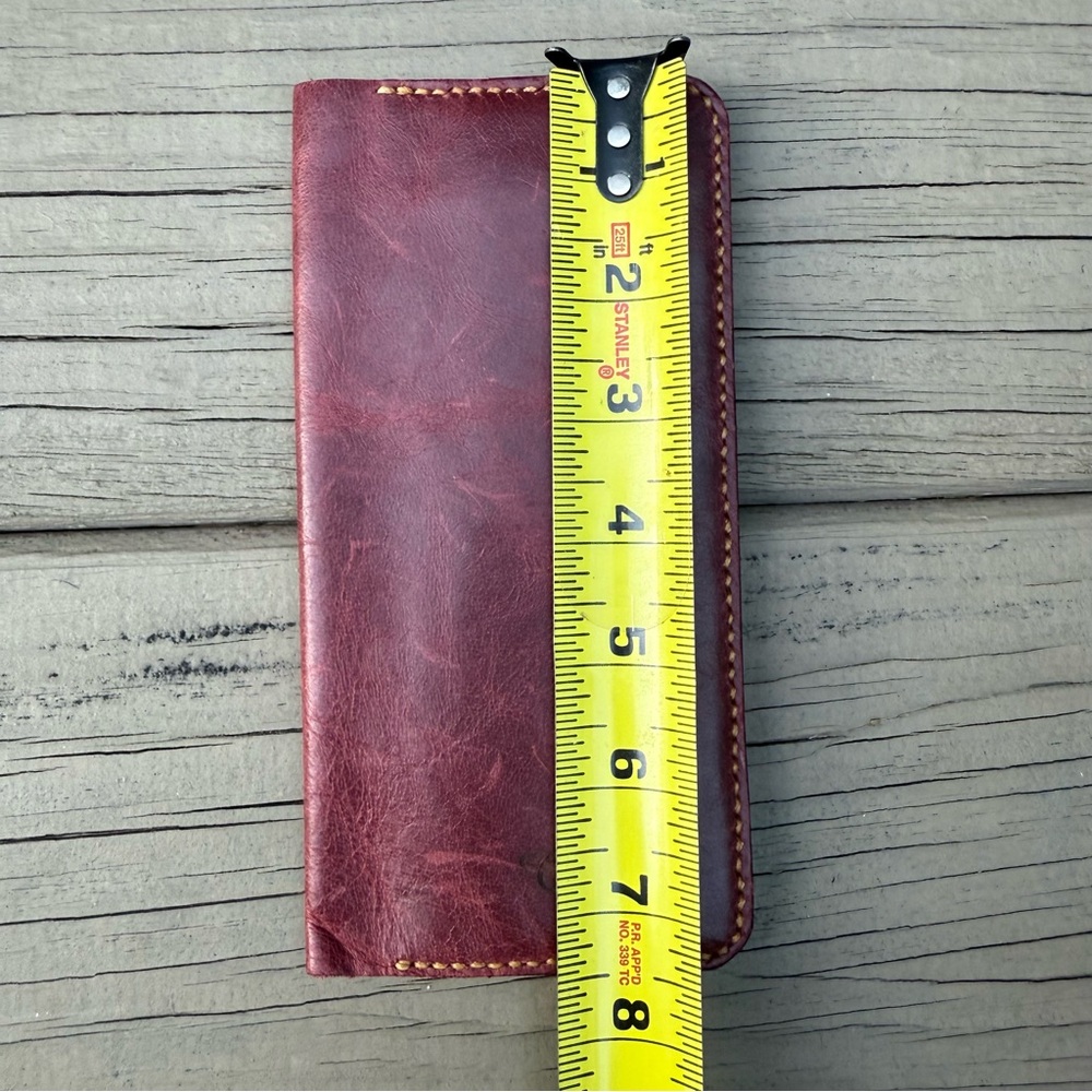 Long Leather Wallet in Burgundy - Picture 12 of 13